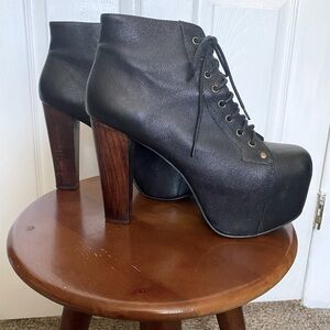 Jeffrey Campbell Lita Platform Lace-Up Boots Black Size 10